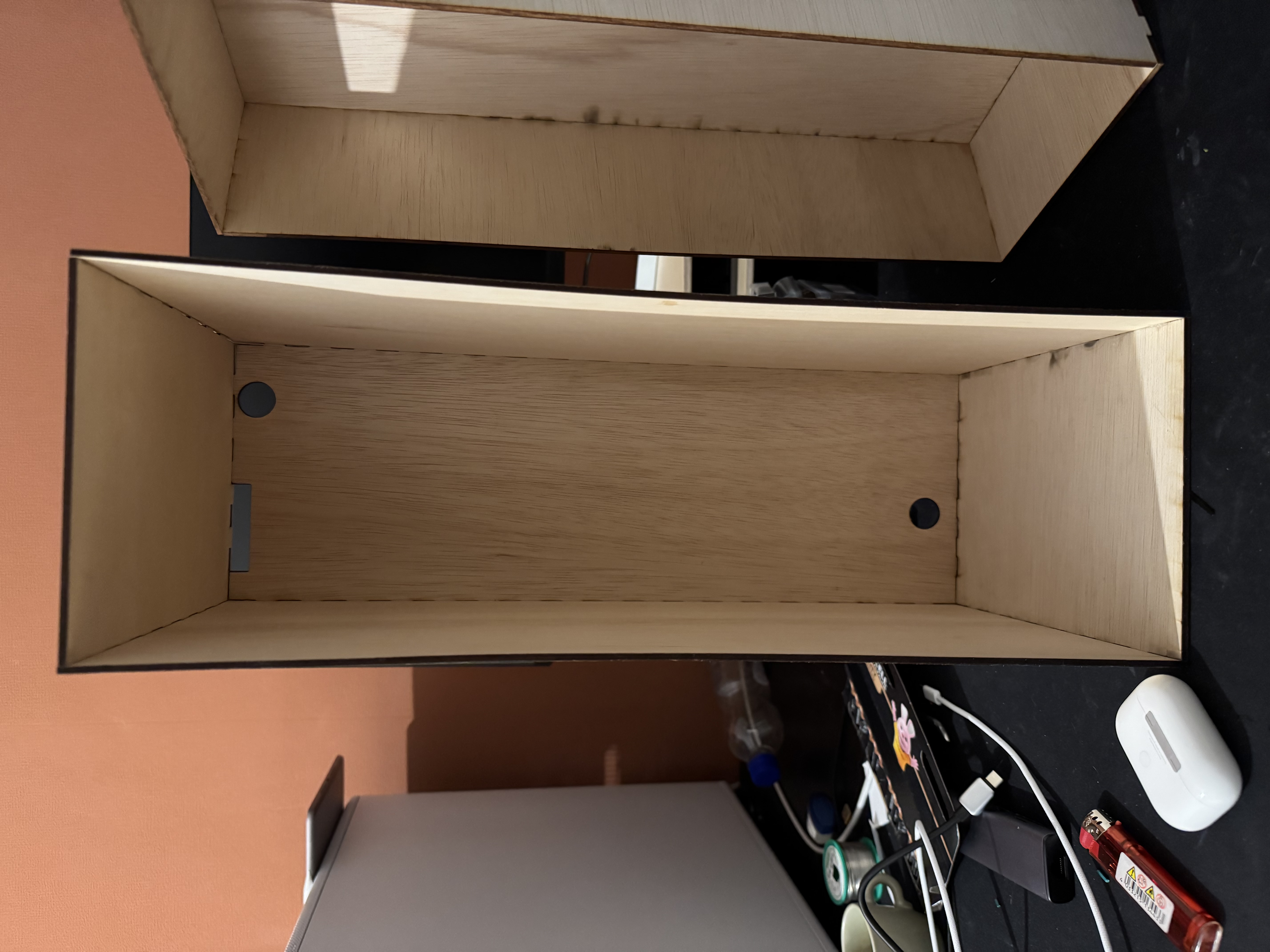 Laser-cut wooden outer shell